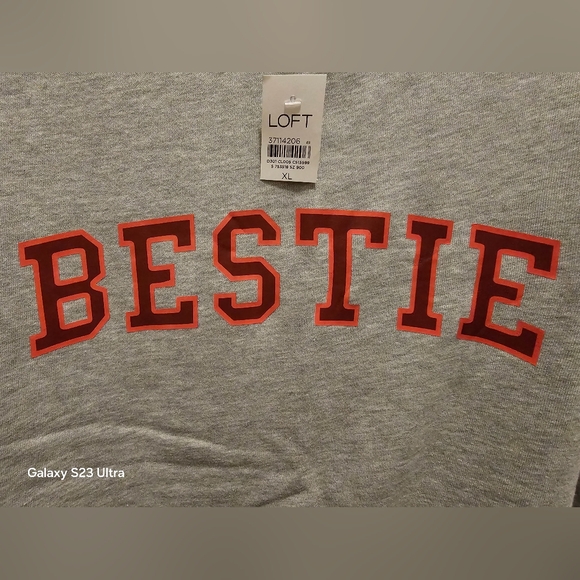 LOFT - Gray Sweatshirt with Red 'Bestie' Print - Picture 4 of 6
